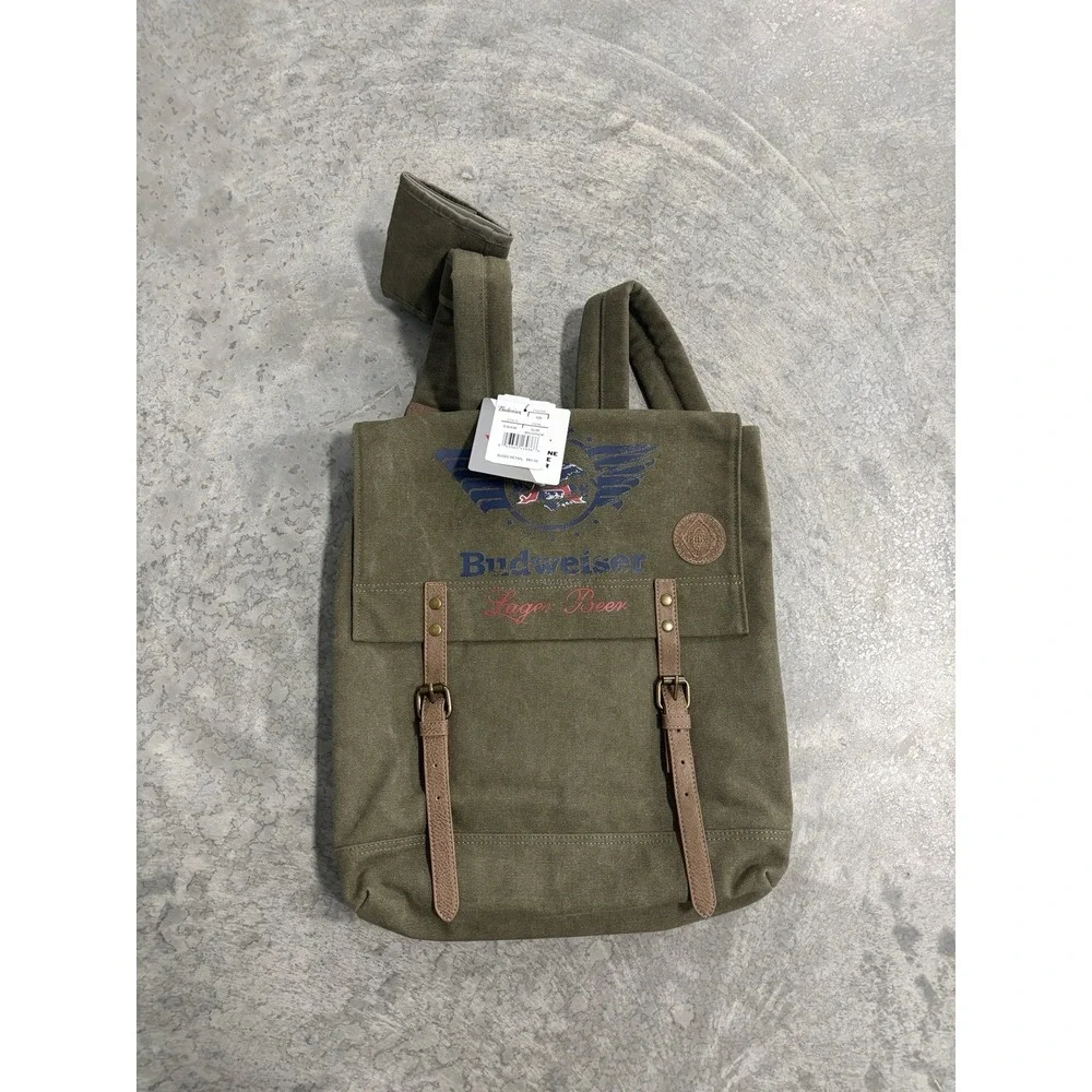 Budweiser Backpack Green Retro Vintage Style Beer Logo Bag New With Tags NWT